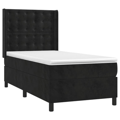 Cama box spring c/ colchão/LED 90x190 cm veludo preto