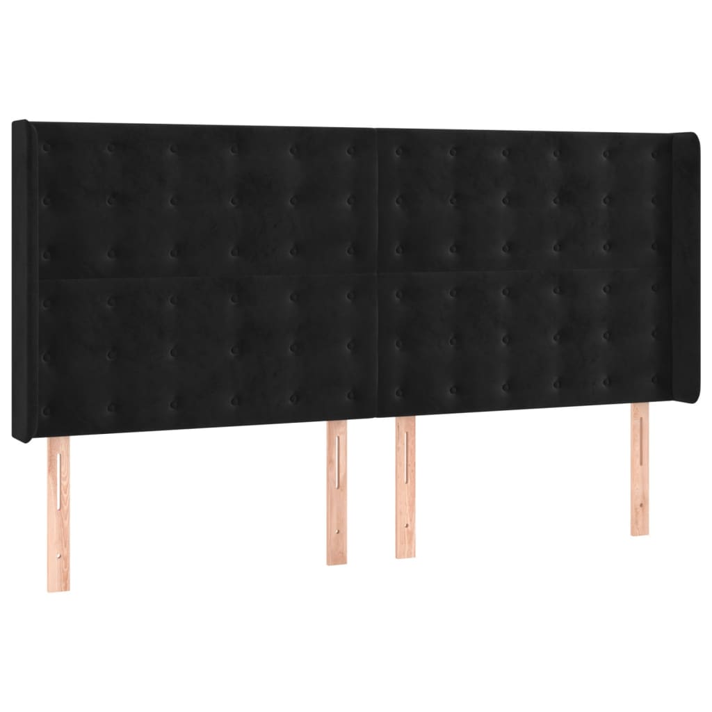 Cama box spring c/ colchão/LED 160x200 cm veludo preto