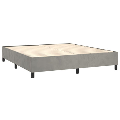 Cama box spring c/ colchão/LED 180x200 cm veludo cinzento-claro