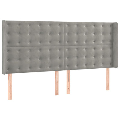 Cama box spring c/ colchão/LED 180x200 cm veludo cinzento-claro