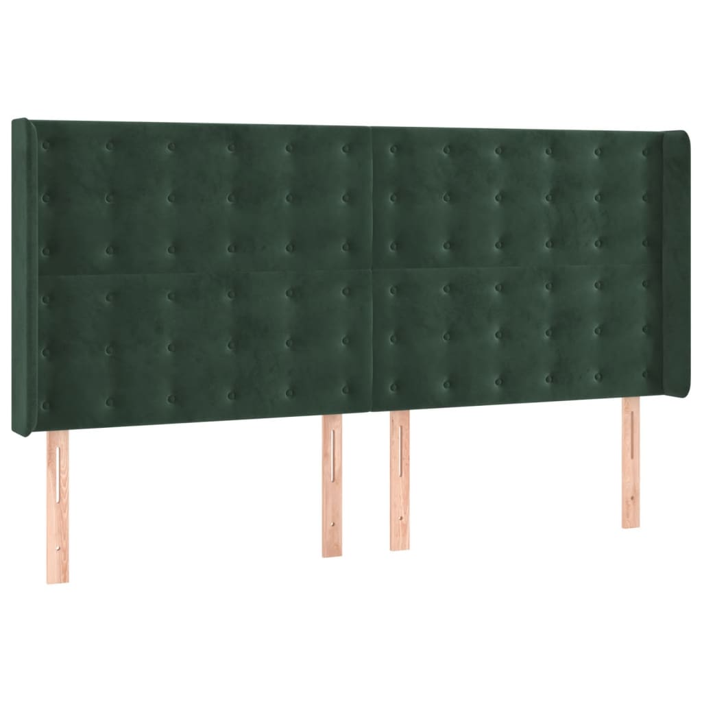 Cama box spring c/ colchão/LED 180x200 cm veludo verde-escuro