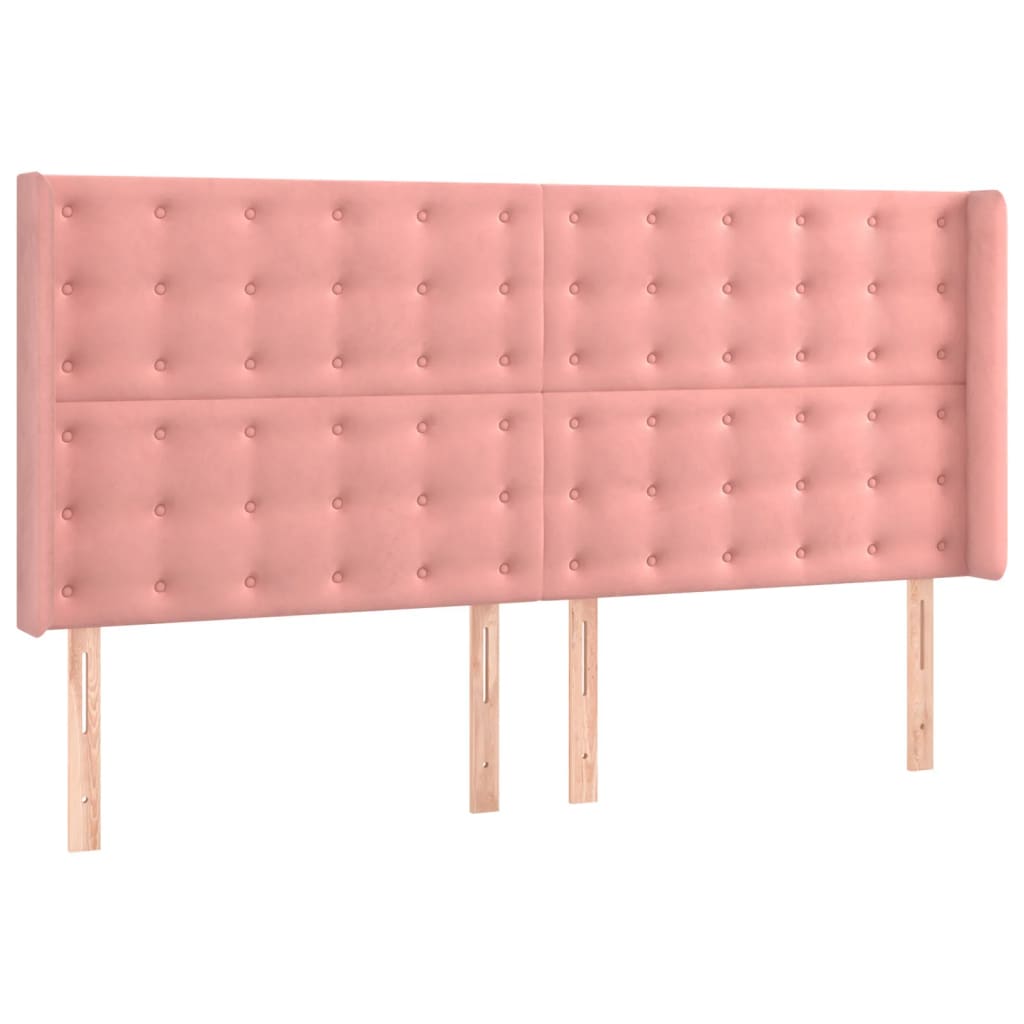 Cama box spring c/ colchão/LED 180x200 cm veludo rosa