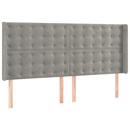 Cama box spring c/ colchão/LED 200x200 cm veludo cinzento-claro