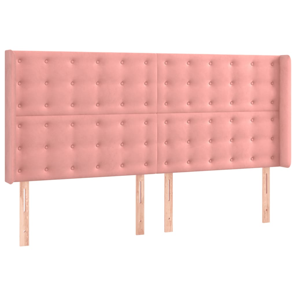 Cama box spring c/ colchão/LED 200x200 cm veludo rosa