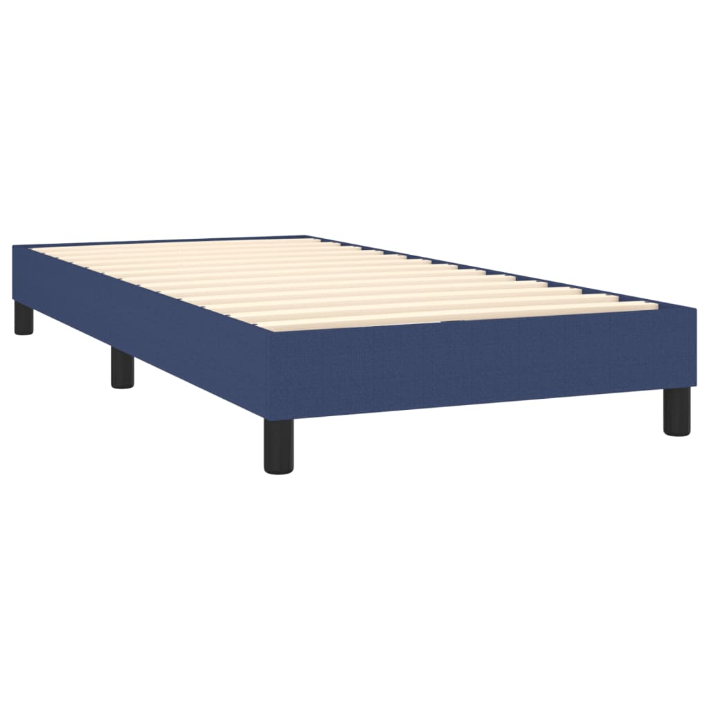 Cama box spring c/ colchão e LED 80x200 cm tecido azul