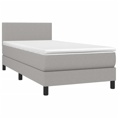 Cama box spring c/ colchão e LED 90x200 cm tecido cinza-claro