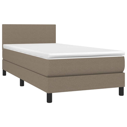 Cama box spring colchão/LED 100x200cm tecido cinza-acastanhado