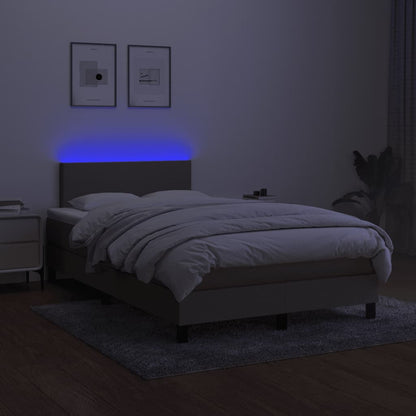 Cama box spring colchão/LED 120x200cm tecido cinza-acastanhado