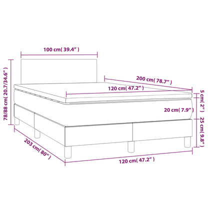 Cama box spring colchão/LED 120x200cm tecido cinza-acastanhado