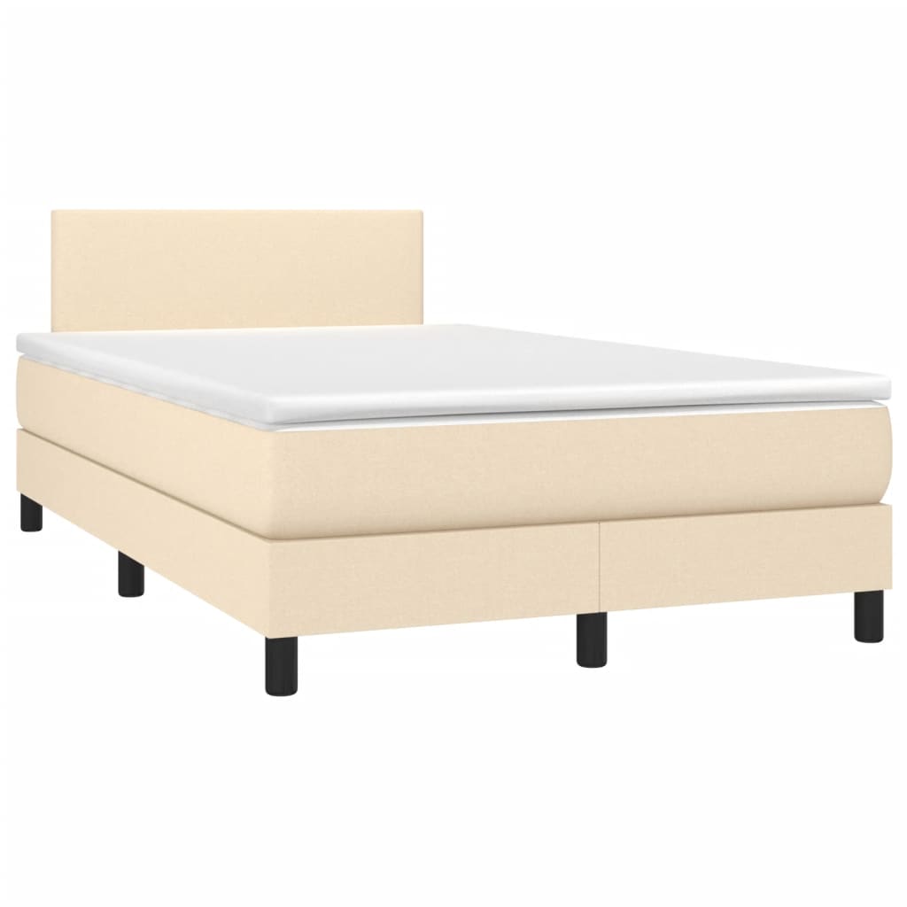 Cama box spring c/ colchão e LED 120x200 cm tecido cor creme