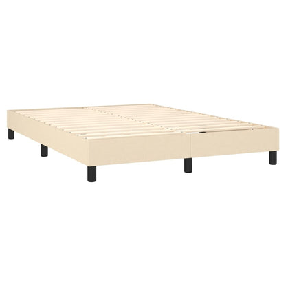 Cama box spring c/ colchão e LED 140x200 cm tecido cor creme