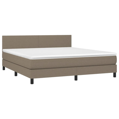 Cama box spring colchão/LED 160x200 cm tecido cinza-acastanhado