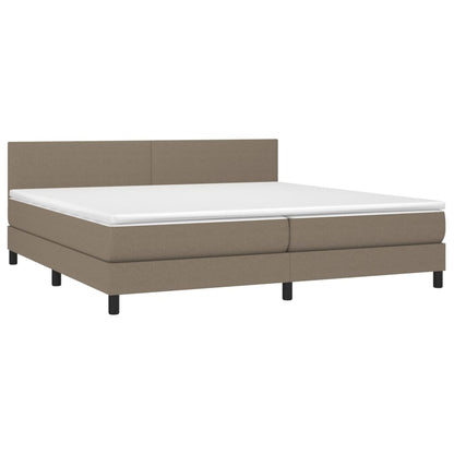 Cama box spring colchão/LED 200x200cm tecido cinza-acastanhado