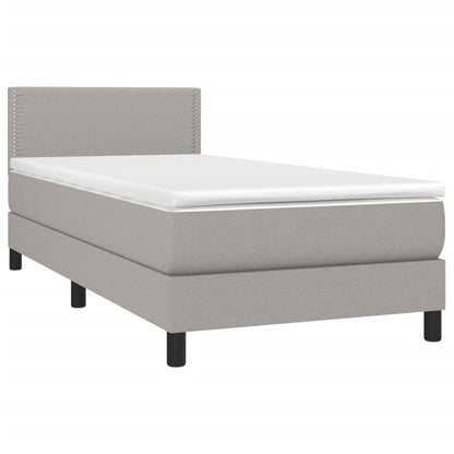 Cama box spring c/ colchão e LED 80x200 cm tecido cinza-claro