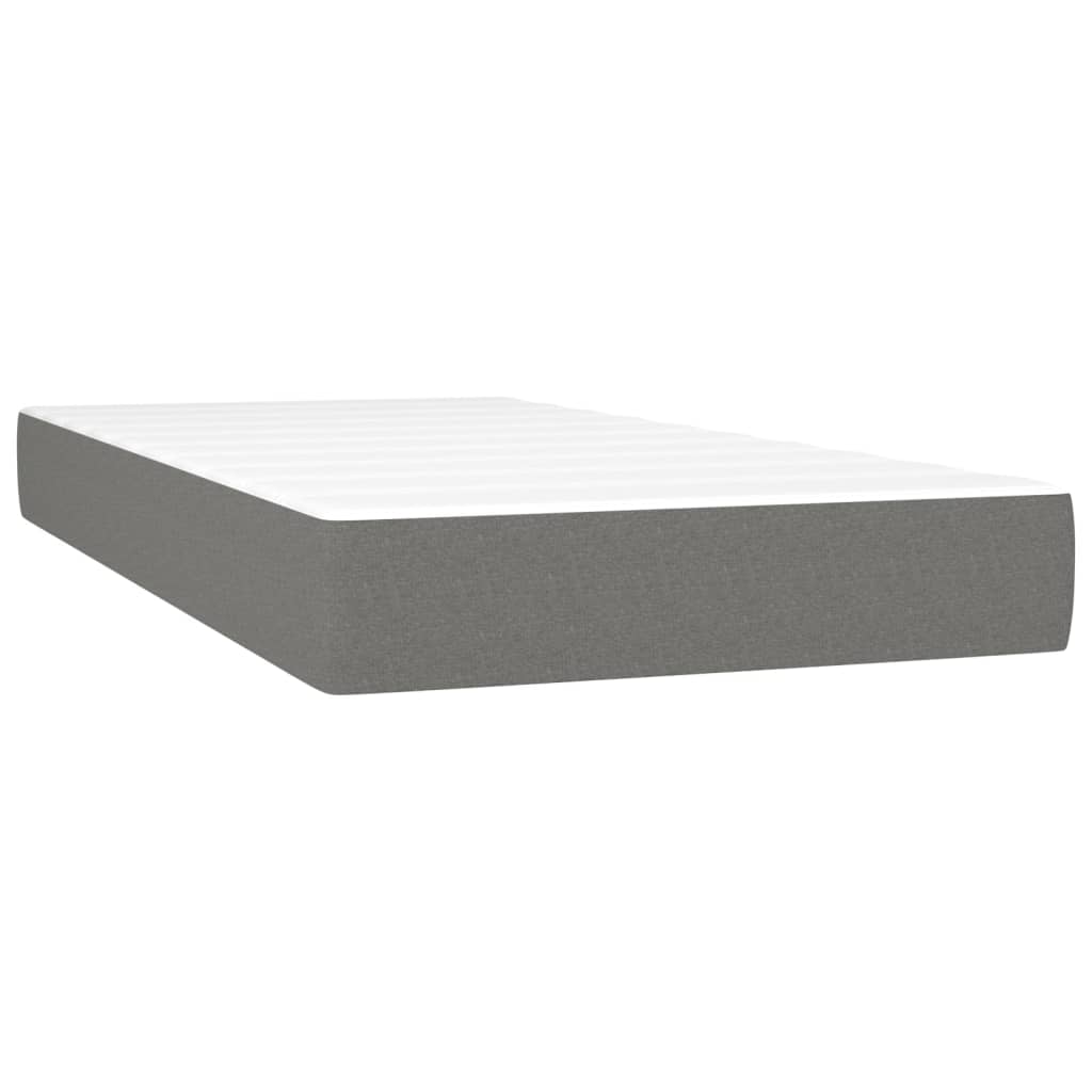 Cama box spring c/ colchão e LED 80x200 cm tecido cinza-escuro