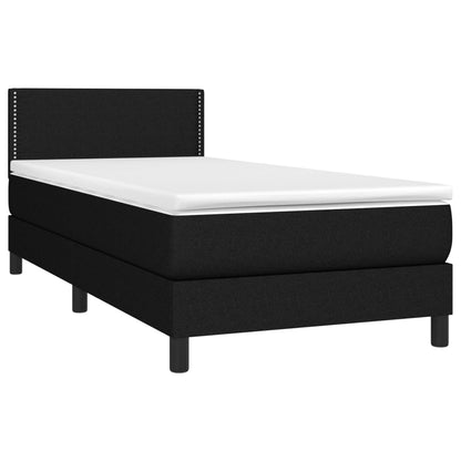 Cama box spring c/ colchão e LED 80x200 cm tecido preto