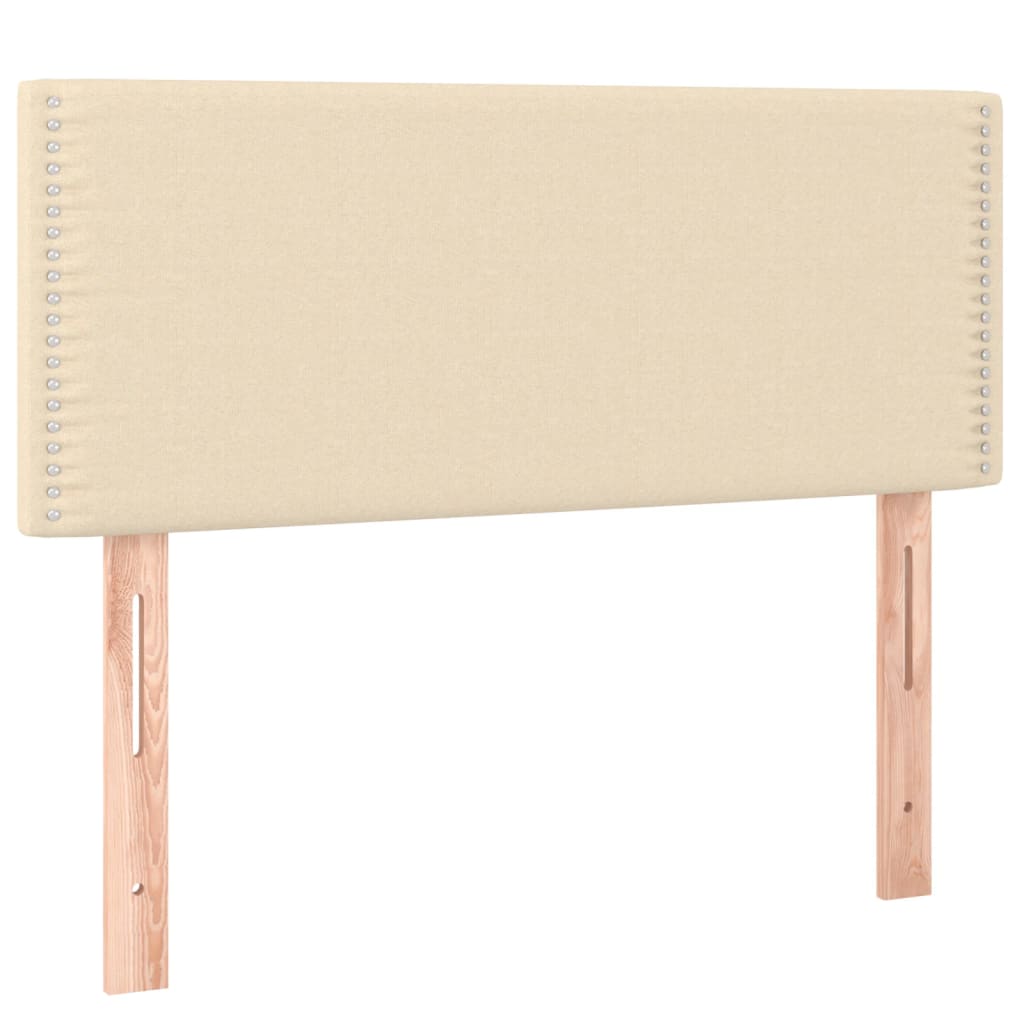 Cama box spring c/ colchão e LED 90x190 cm tecido cor creme