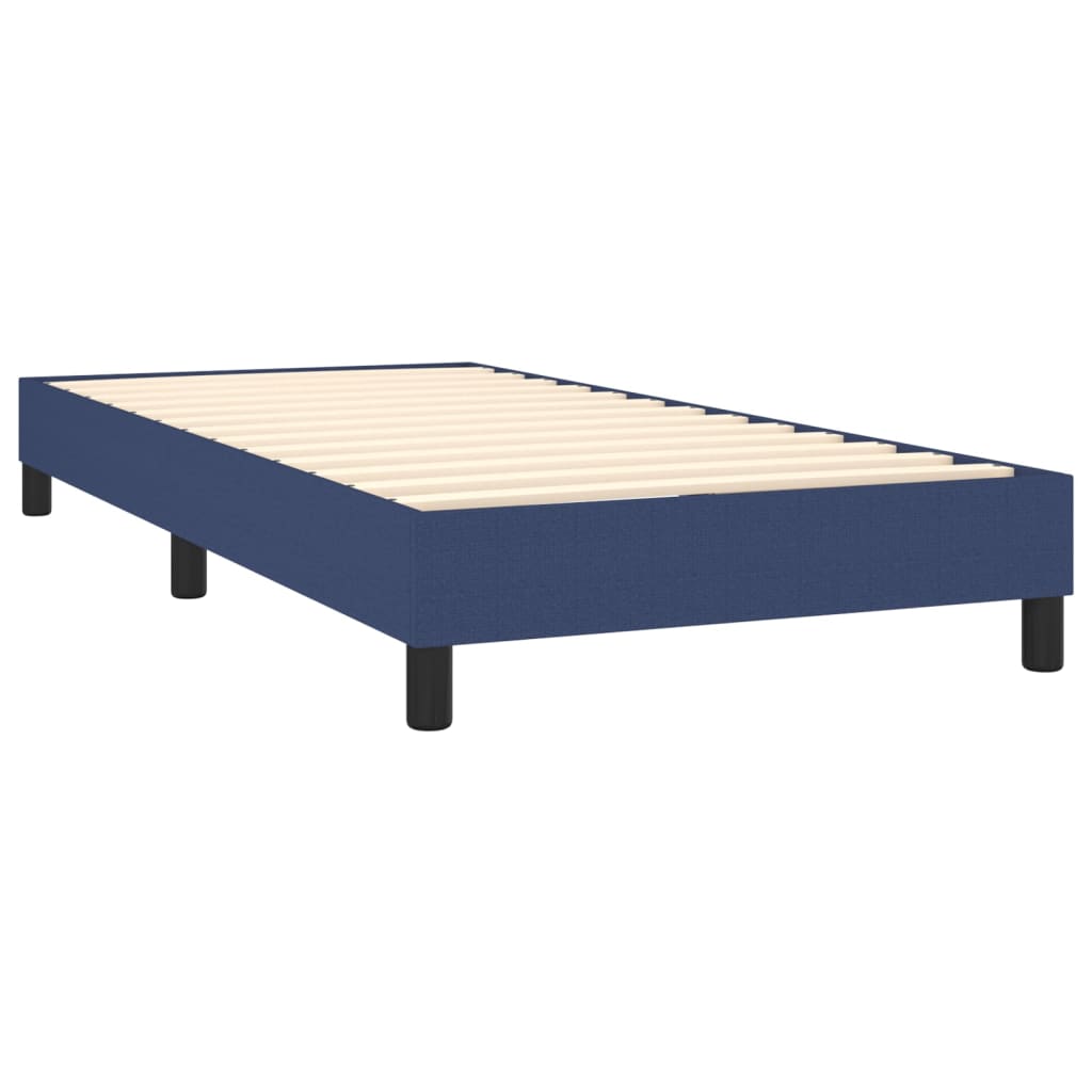 Cama box spring c/ colchão e LED 90x190 cm tecido azul