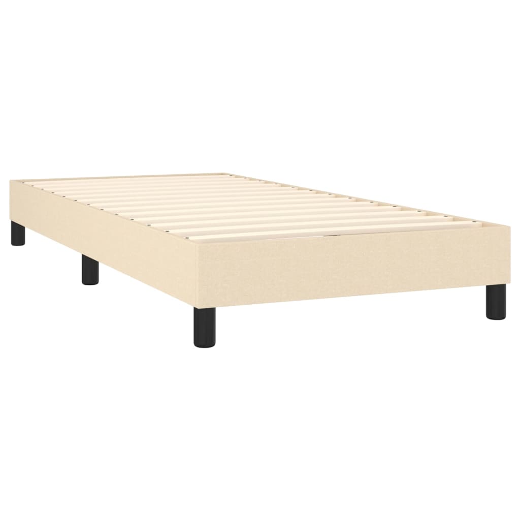 Cama box spring c/ colchão e LED 100x200 cm tecido cor creme