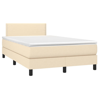 Cama box spring c/ colchão e LED 120x200 cm tecido cor creme