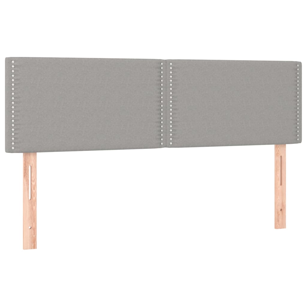 Cama box spring c/ colchão e LED 140x190 cm tecido cinza-claro