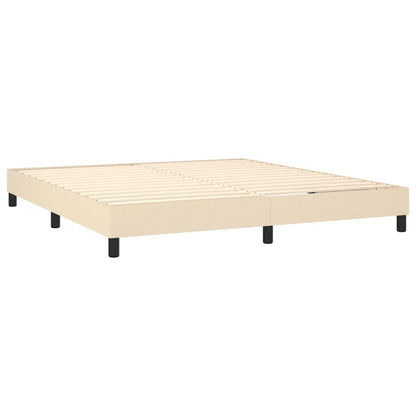 Cama box spring c/ colchão e LED 160x200 cm tecido cor creme