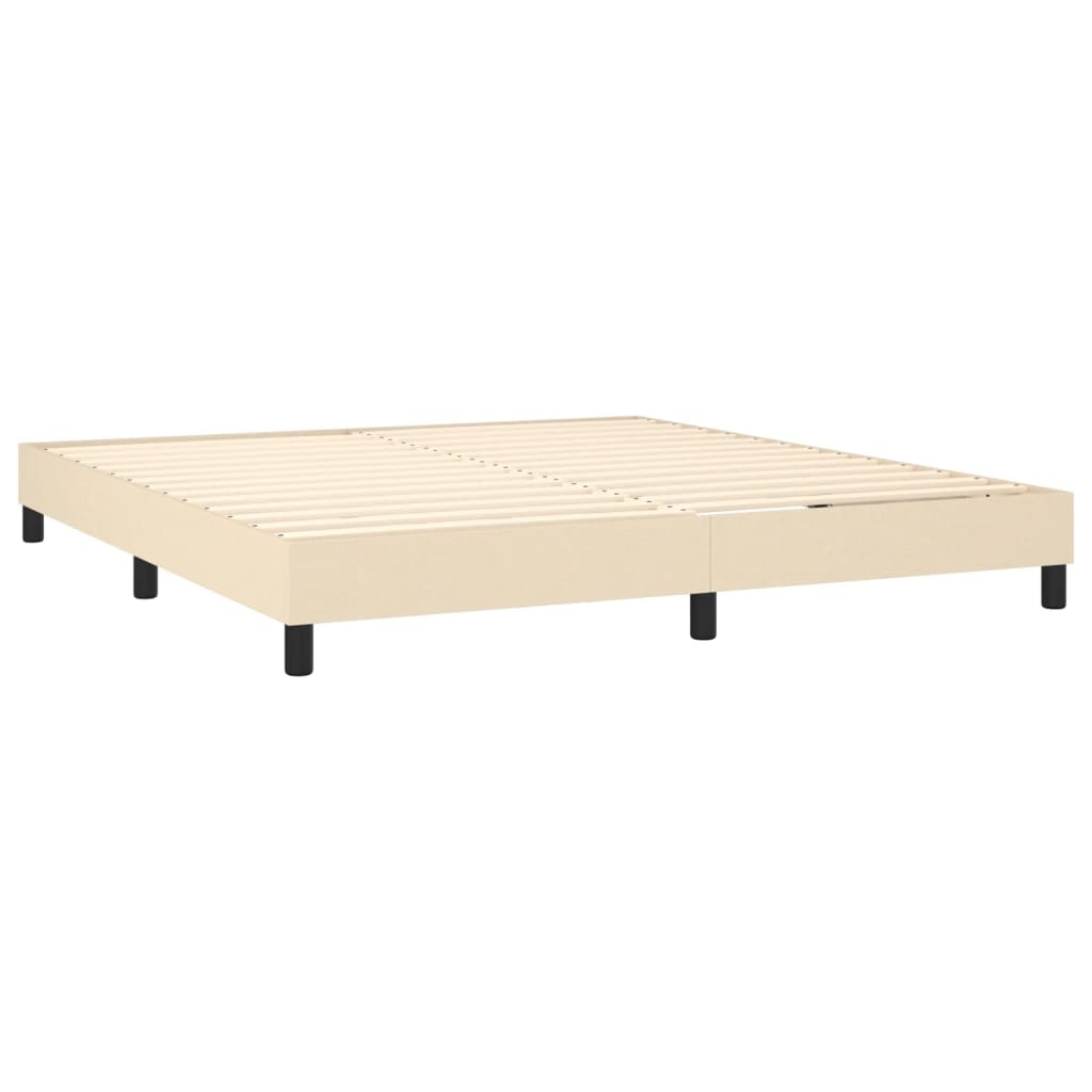 Cama box spring c/ colchão e LED 180x200 cm tecido cor creme