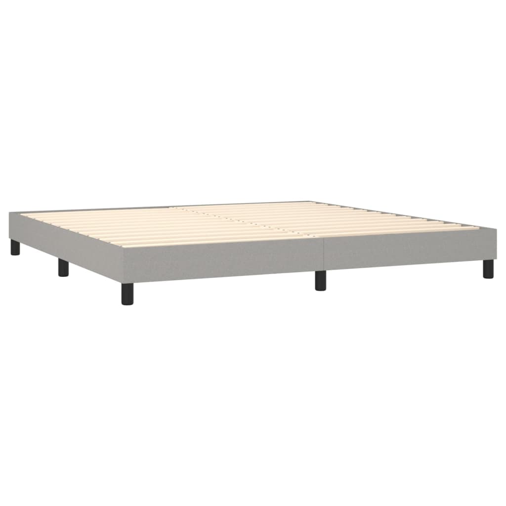 Cama box spring c/ colchão e LED 200x200 cm tecido cinza-claro