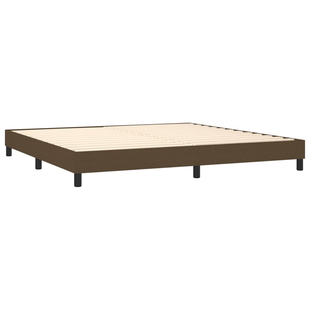 Cama box spring c/ colchão/LED 200x200cm tecido castanho-escuro