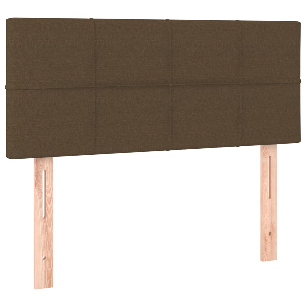 Cama box spring c/ colchão/LED 80x200cm tecido castanho-escuro