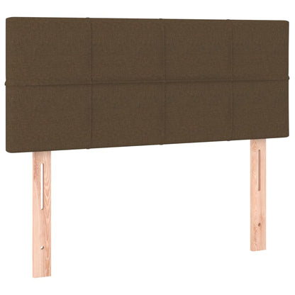 Cama box spring c/ colchão/LED 90x190 cm tecido castanho-escuro