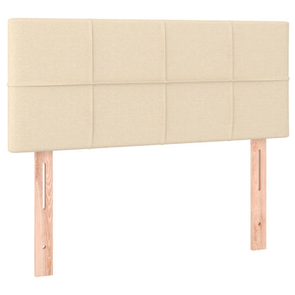 Cama box spring c/ colchão e LED 90x190 cm tecido cor creme