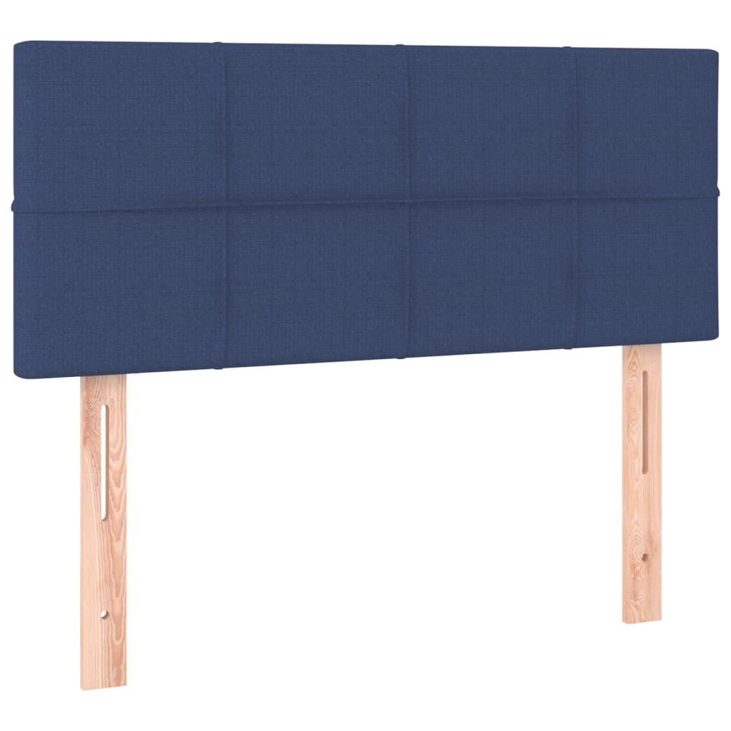 Cama box spring c/ colchão e LED 90x190 cm tecido azul