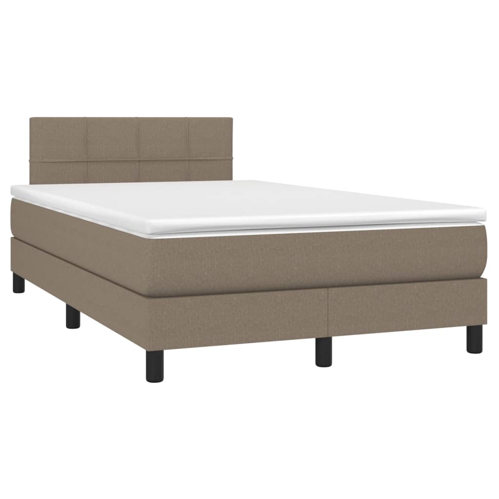 Cama box spring colchão/LED 120x200cm tecido cinza-acastanhado