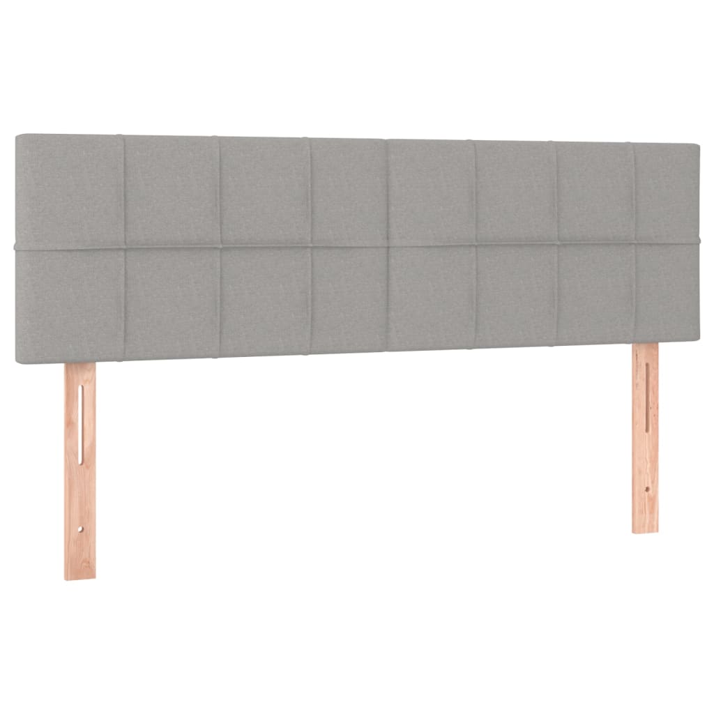 Cama box spring c/ colchão e LED 140x190 cm tecido cinza-claro