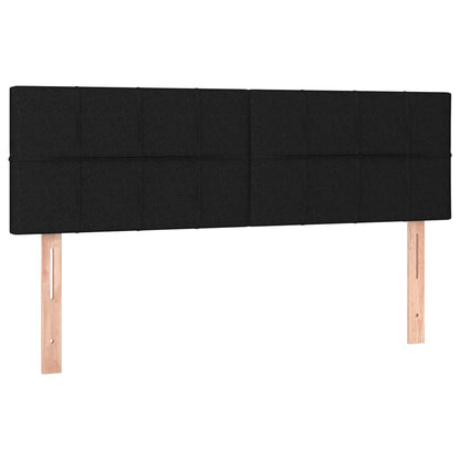 Cama box spring c/ colchão e LED 140x190 cm tecido preto