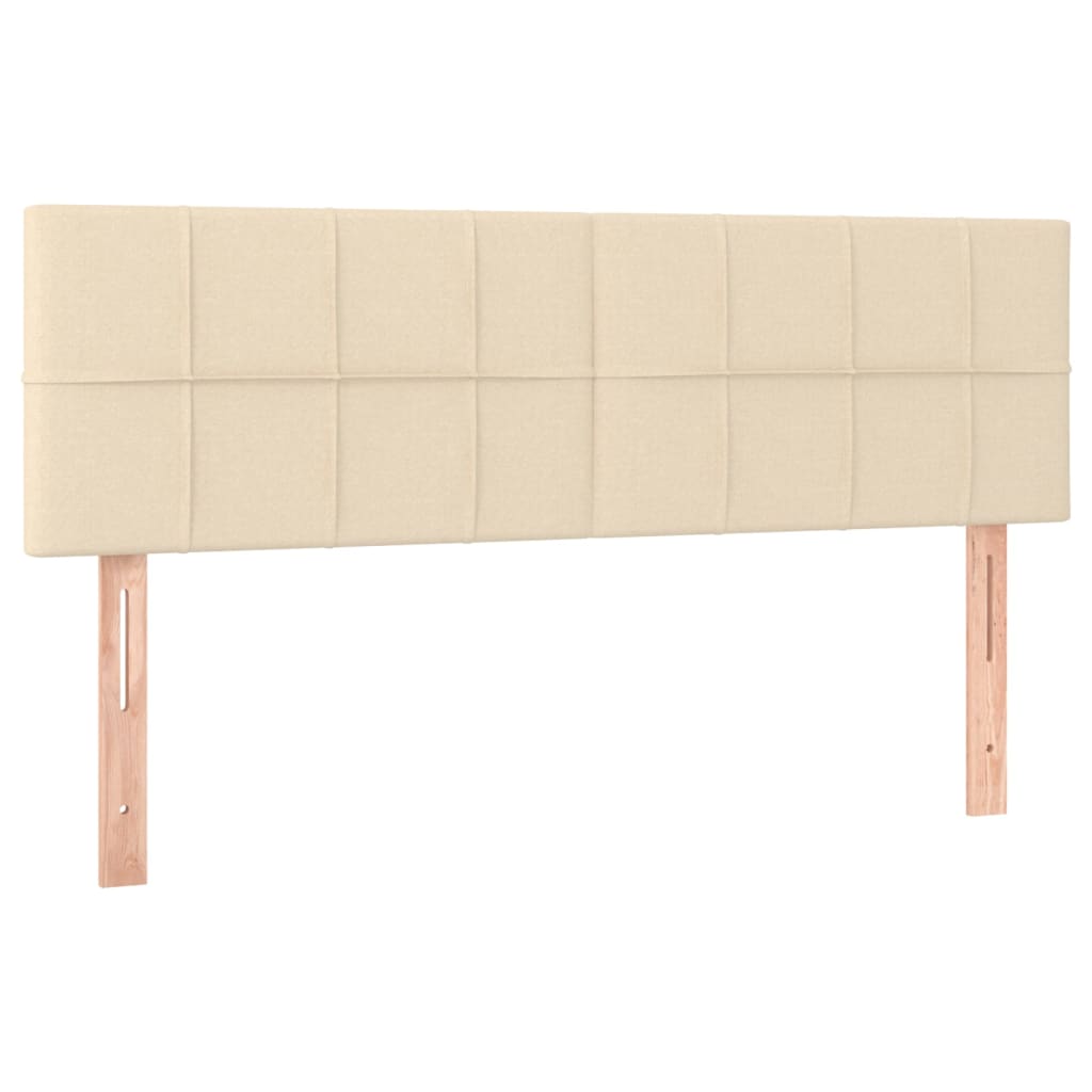 Cama box spring c/ colchão e LED 140x190 cm tecido cor creme