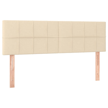 Cama box spring c/ colchão e LED 140x190 cm tecido cor creme