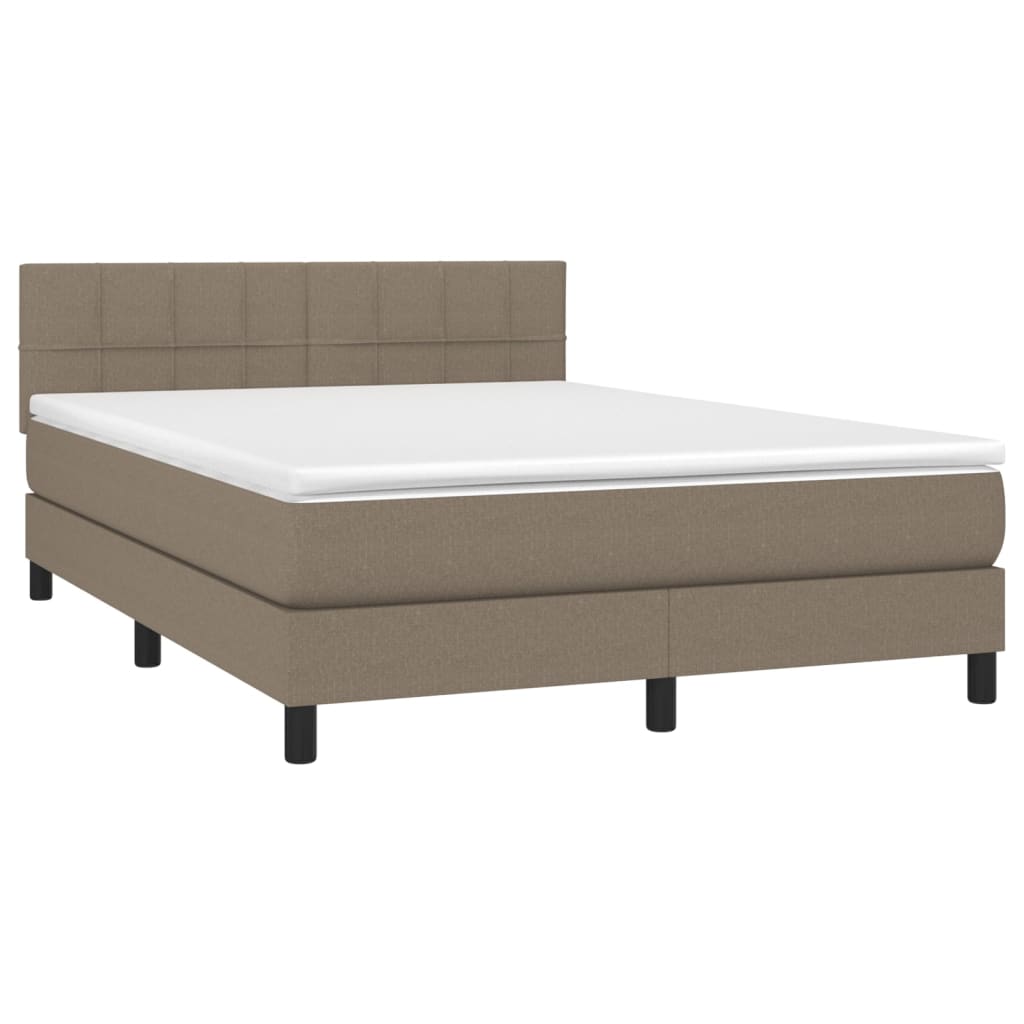 Cama box spring colchão/LED 140x200 cm tecido cinza-acastanhado