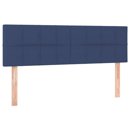 Cama box spring c/ colchão e LED 140x200 cm tecido azul