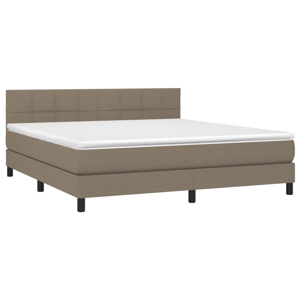 Cama box spring colchão/LED 160x200 cm tecido cinza-acastanhado