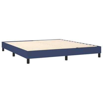 Cama box spring c/ colchão e LED 160x200 cm tecido azul