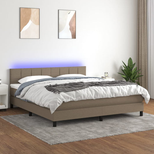 Cama box spring colchão/LED 180x200cm tecido cinza-acastanhado