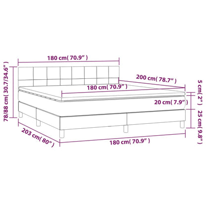 Cama box spring c/ colchão e LED 180x200 cm tecido cor creme