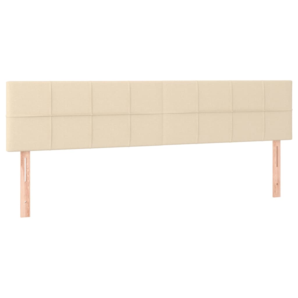 Cama box spring c/ colchão e LED 200x200 cm tecido cor creme