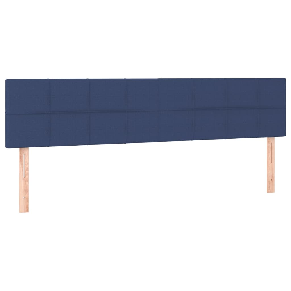 Cama box spring c/ colchão e LED 200x200 cm tecido azul