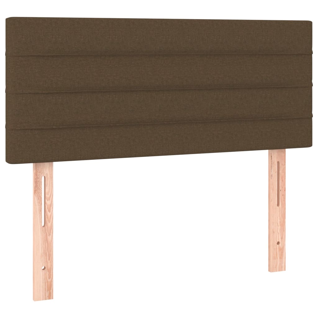 Cama box spring c/ colchão/LED 90x190 cm tecido castanho-escuro