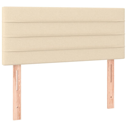 Cama box spring c/ colchão e LED 90x190 cm tecido cor creme