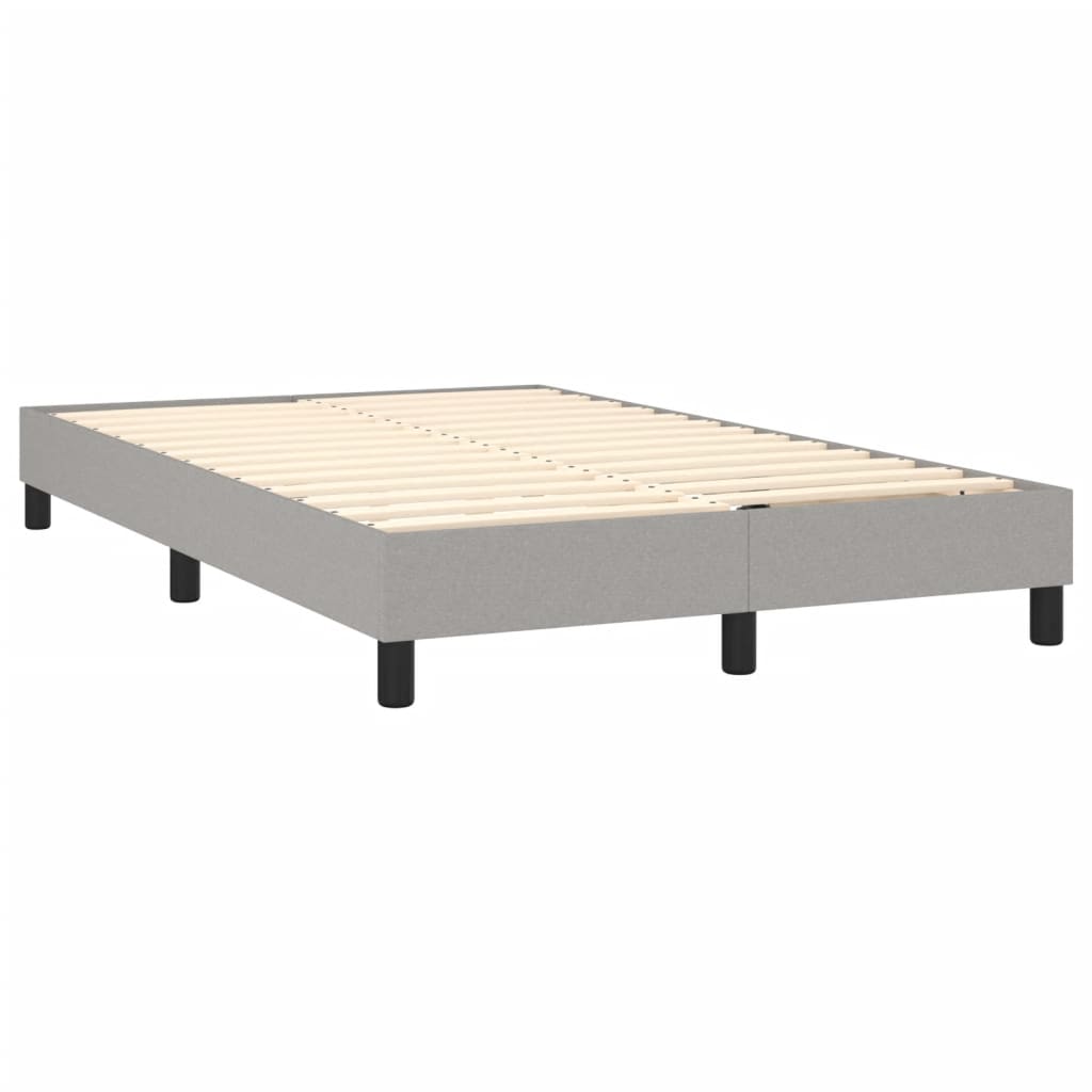 Cama box spring c/ colchão e LED 120x200 cm tecido cinza-claro