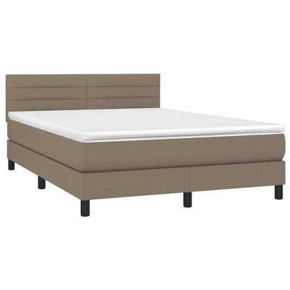 Cama box spring colchão/LED 140x190cm tecido cinza-acastanhado